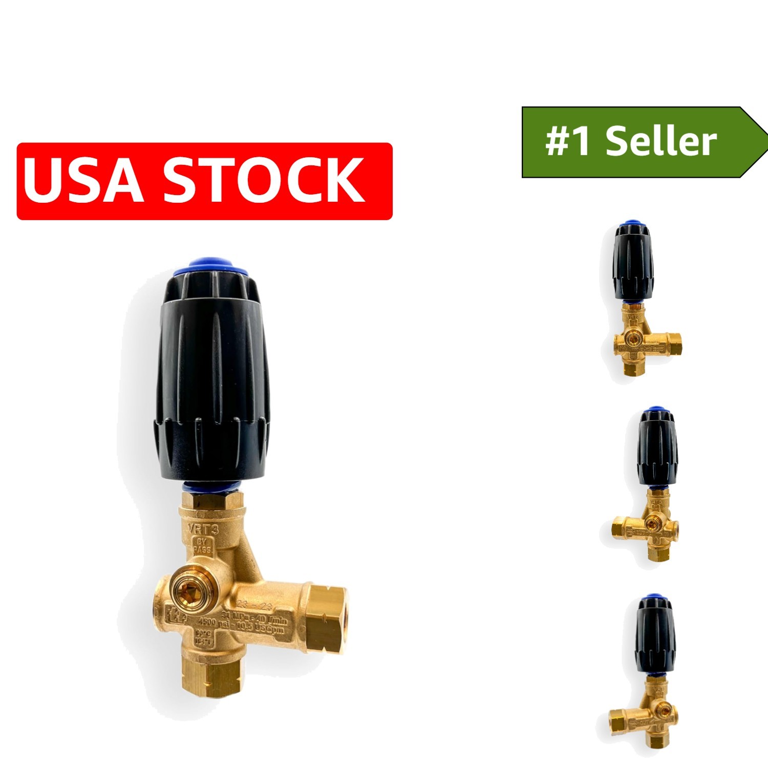 Adjustable Brass Unloader for Pressure Washers – 3650 PSI, Blue Spring Design