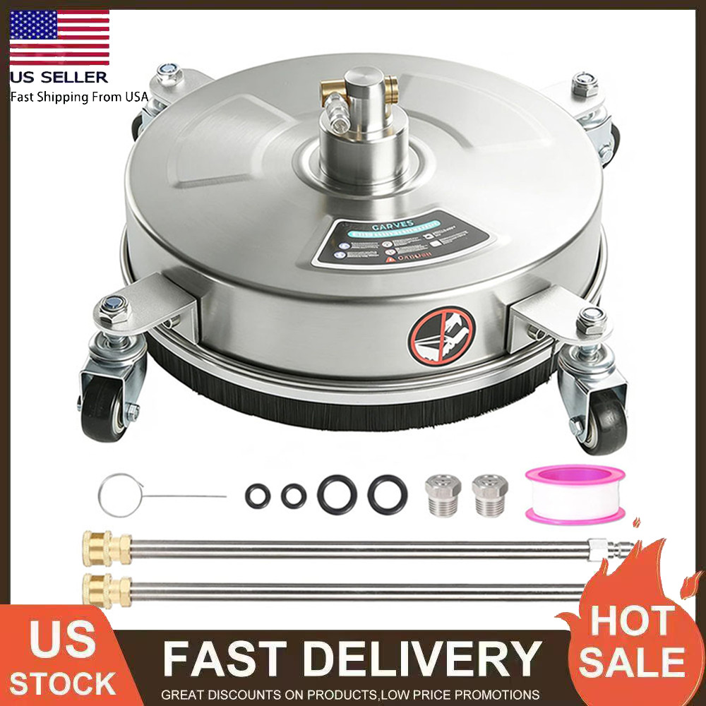 16.5″Pressure Washer Surface Cleaner w/ 4 Wheels Stainless Steel Surface Cleaner