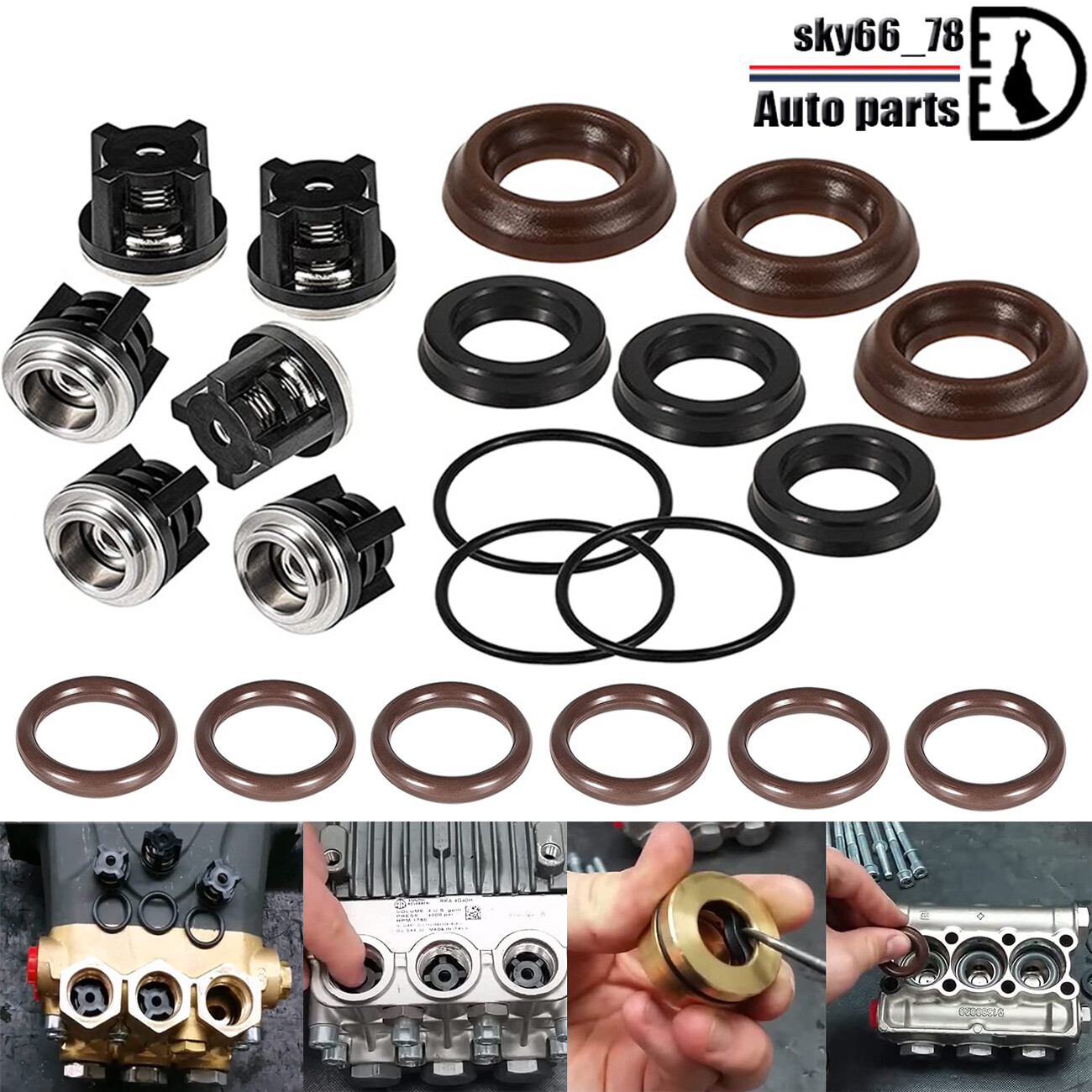 for Annovi Reverberi AR1828 Check Valve Kit & AR1857 Pressure Washer Packing Kit