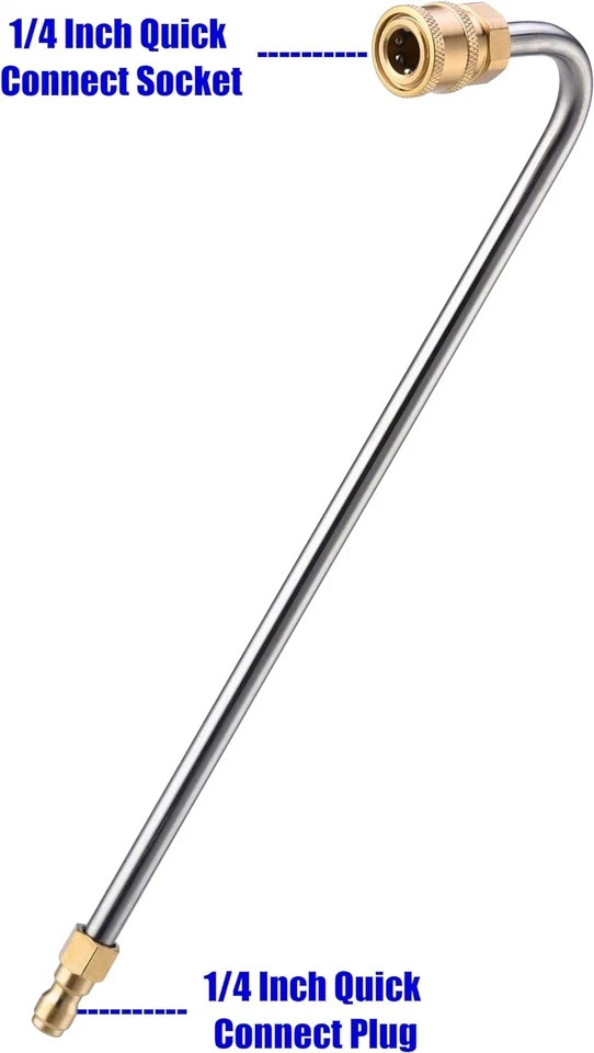 Stainless Steel Pressure Washer Gutter Cleaner Attachment, Angled Extension Wand