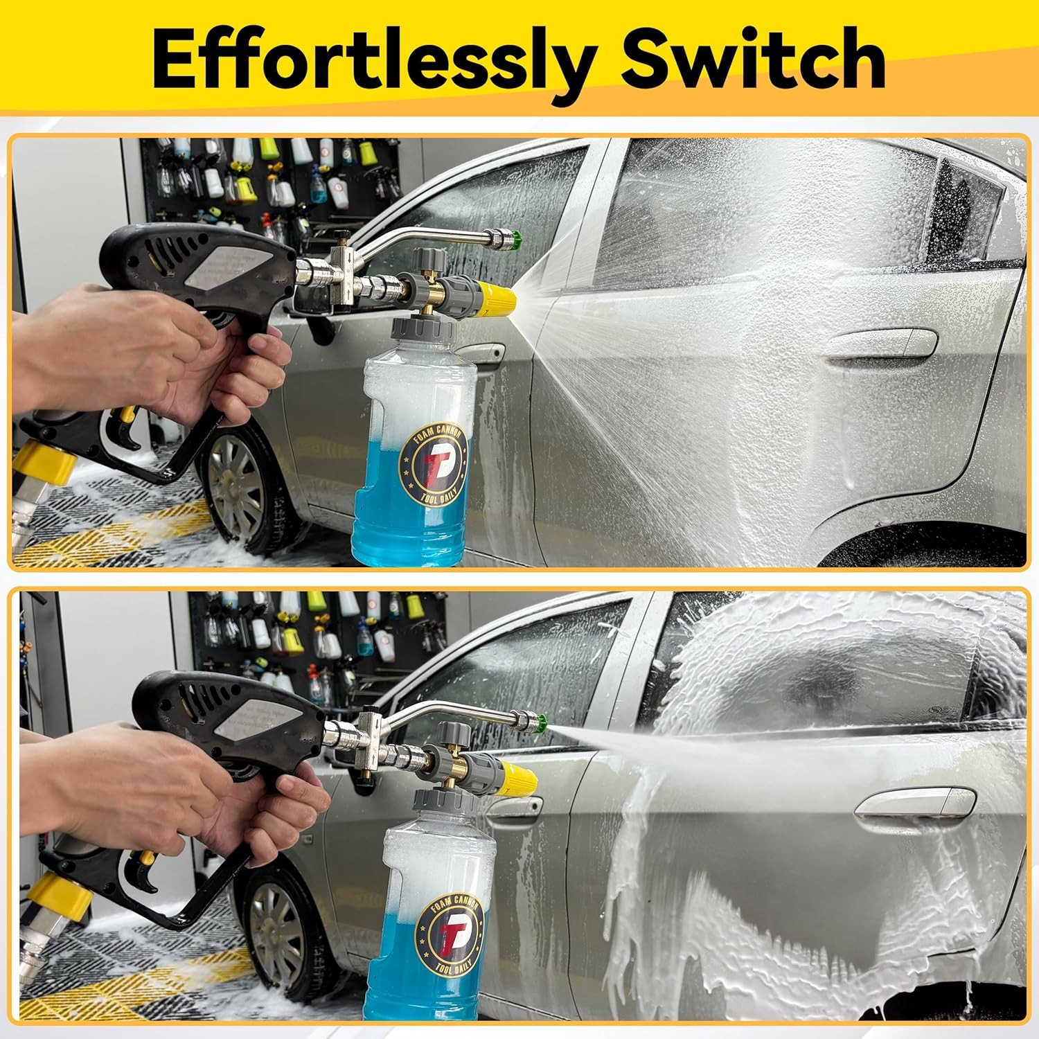 Tool Daily Foam Cannon with Pressure Washer Gun, Dual Connector Accessory, Power