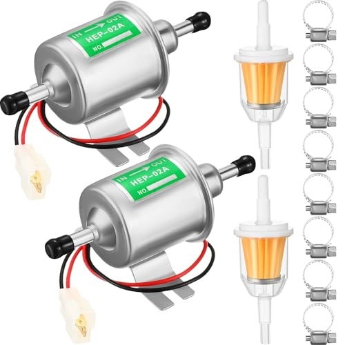 2 Pcs Electric Fuel Pump Kit 12v Universal Low Pressure 4-7 Psi Gas Silvery