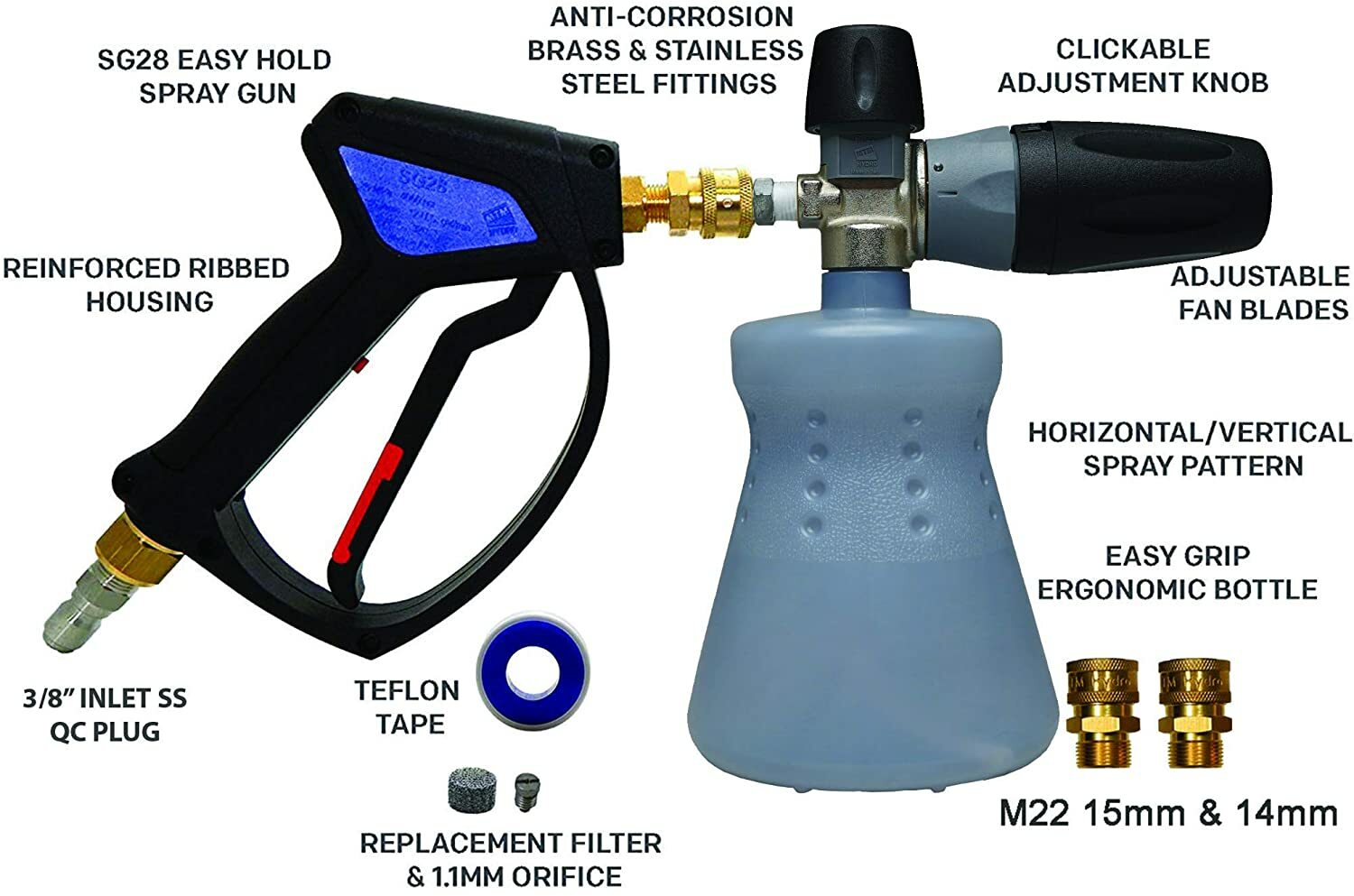 MTM Hydro Professional Premium 28 Special Stainless Spray Gun & Foam Cannon Kit