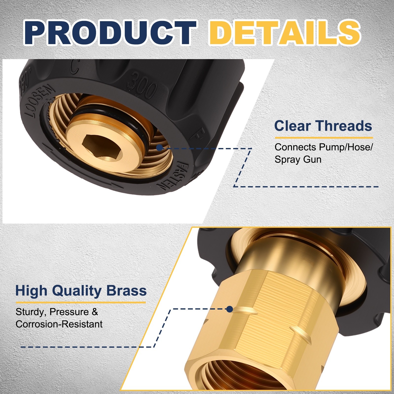 Pressure Washer Adapter M22 14mm Female to G3/8″ Female Brass Fittings