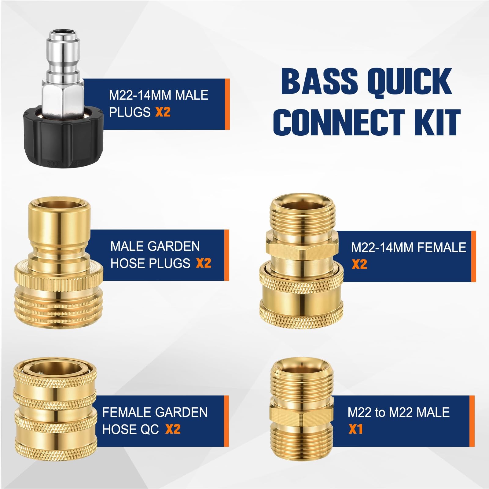 Pressure Washer Adapter Set, 9PCS Brass Quick Disconnect Kit, M22 Swivel to 3…