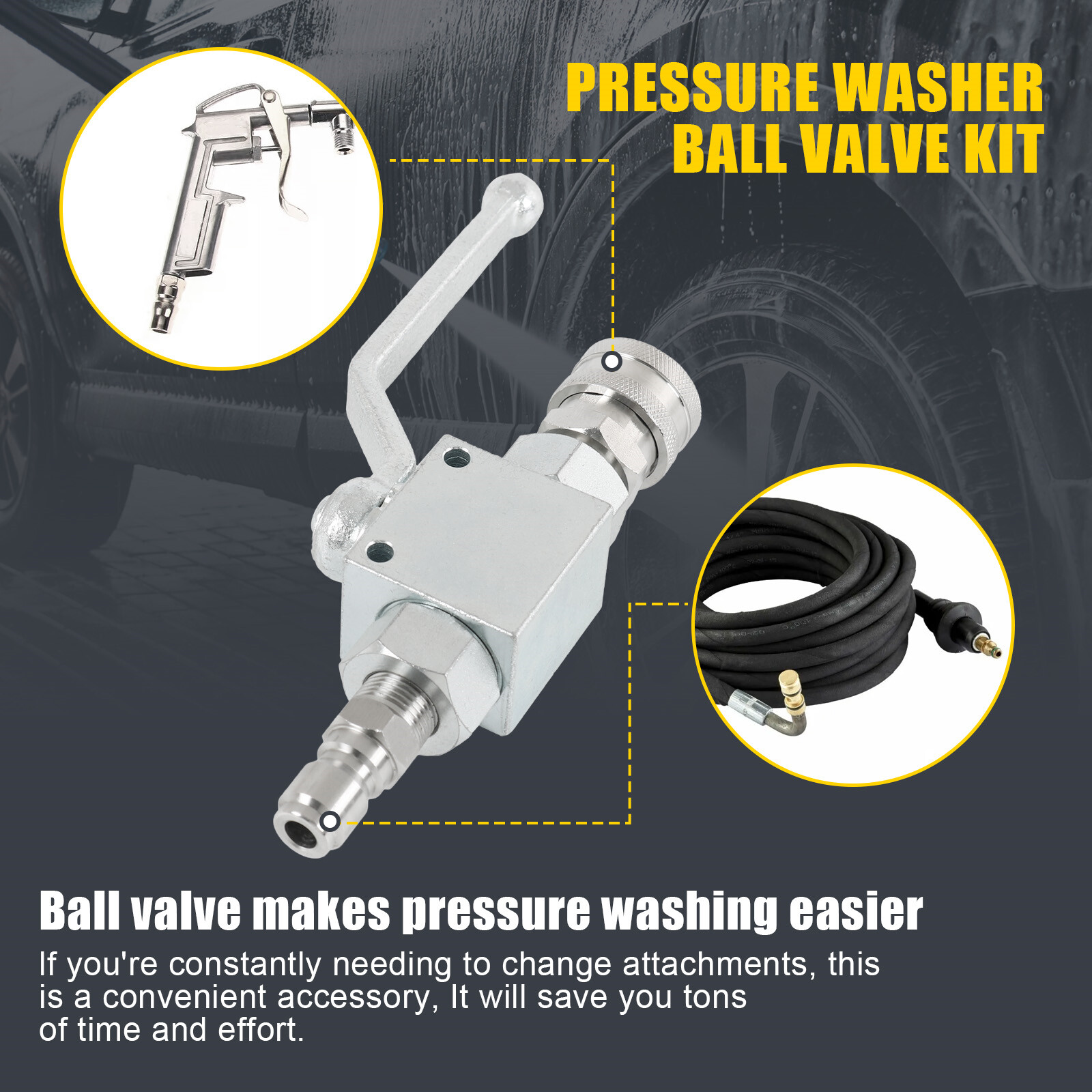 3/8″ Ball Valve Fit Pressure Washers Max 4500 PSI 3/8″ fitting Female Out