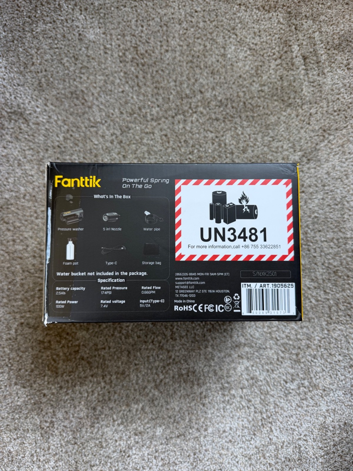Fanttik K100 Flip Portable Multifunctional Battery Pressure Washer 174 psi Black