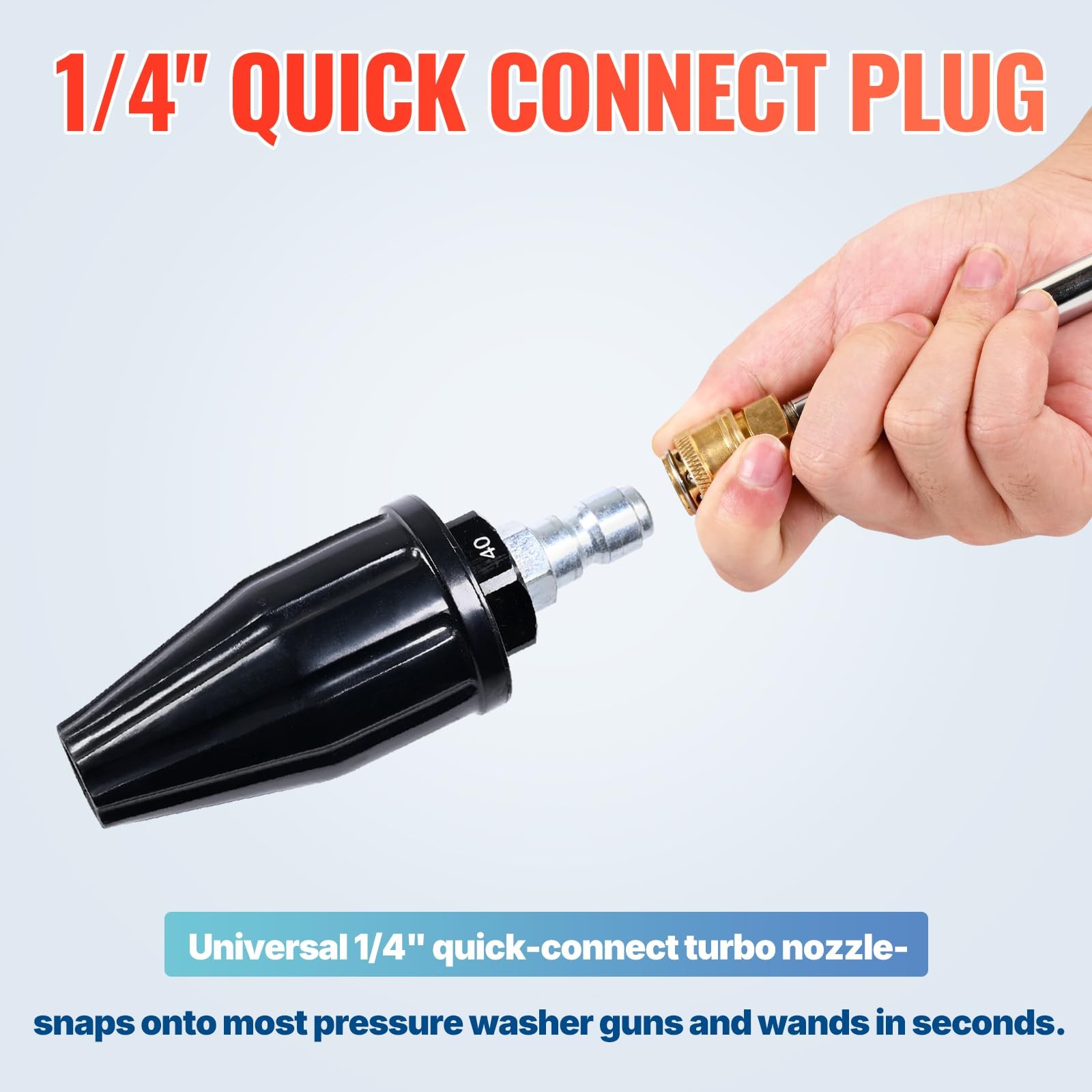 YAMATIC Pressure Washer Turbo Nozzle Tips, 360° Rotating Turbo with 5 Spray N…