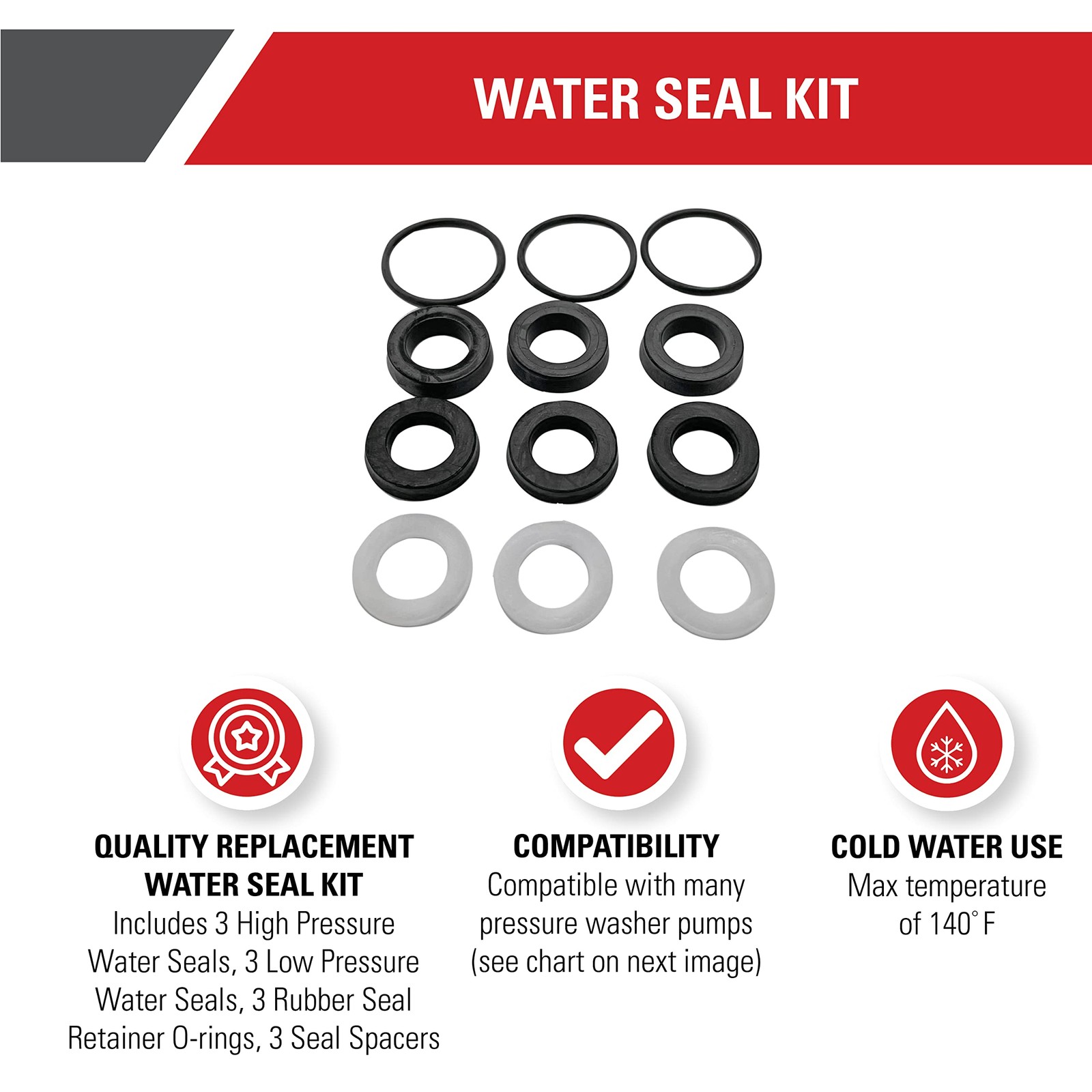 Pressure Washer Pump Seal Kit Black Water Seal Orings for Pressure Washer Repai