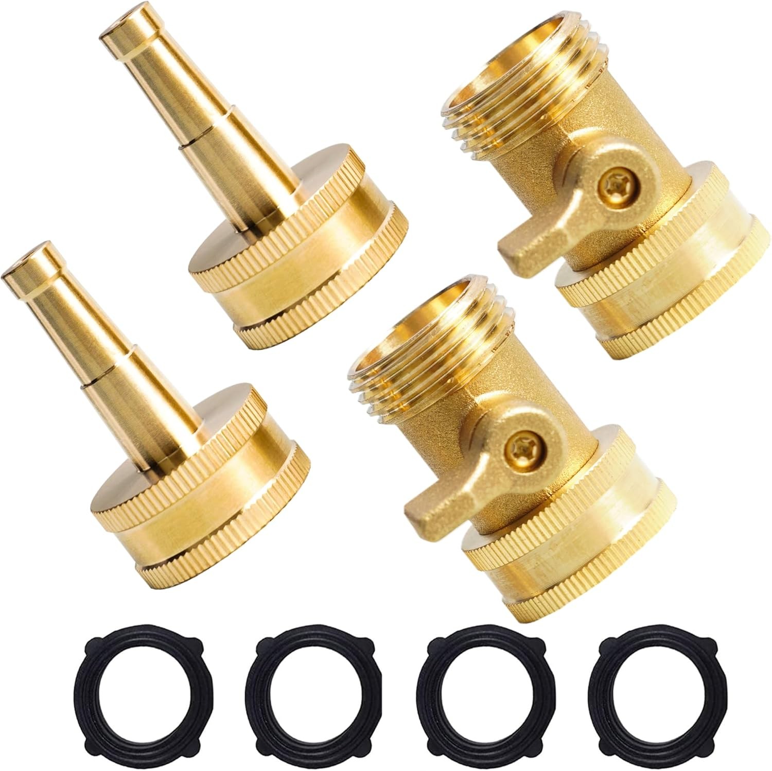 2 Set Heavy Duty Brass Hose Nozzle, Pressure Jet Nozzle with Hose Shutoff Valve,