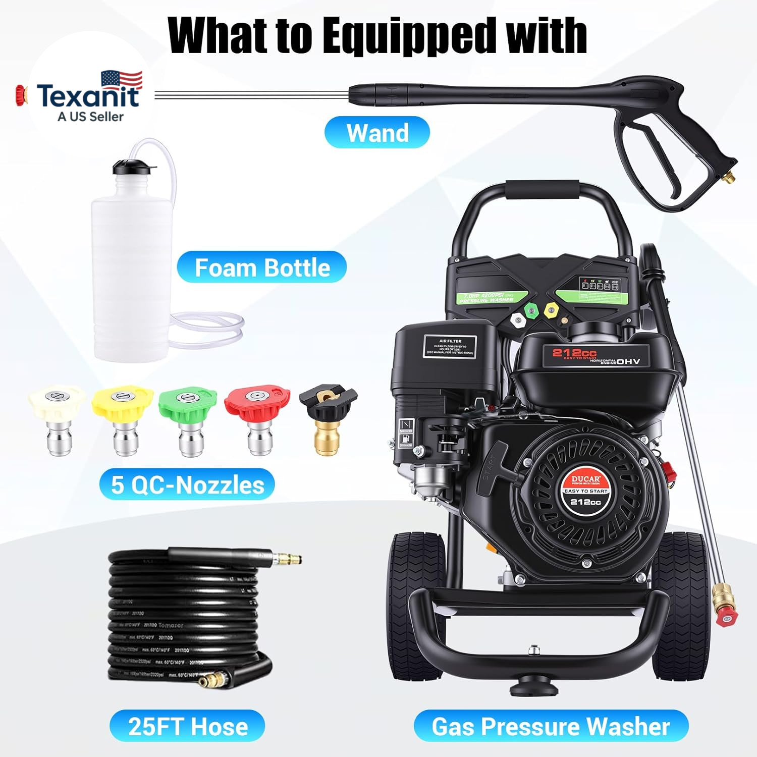 Gas Powered Pressure Washer 4200 PSI Gas Power Washer 4.0 GPM 212CC Commercial H