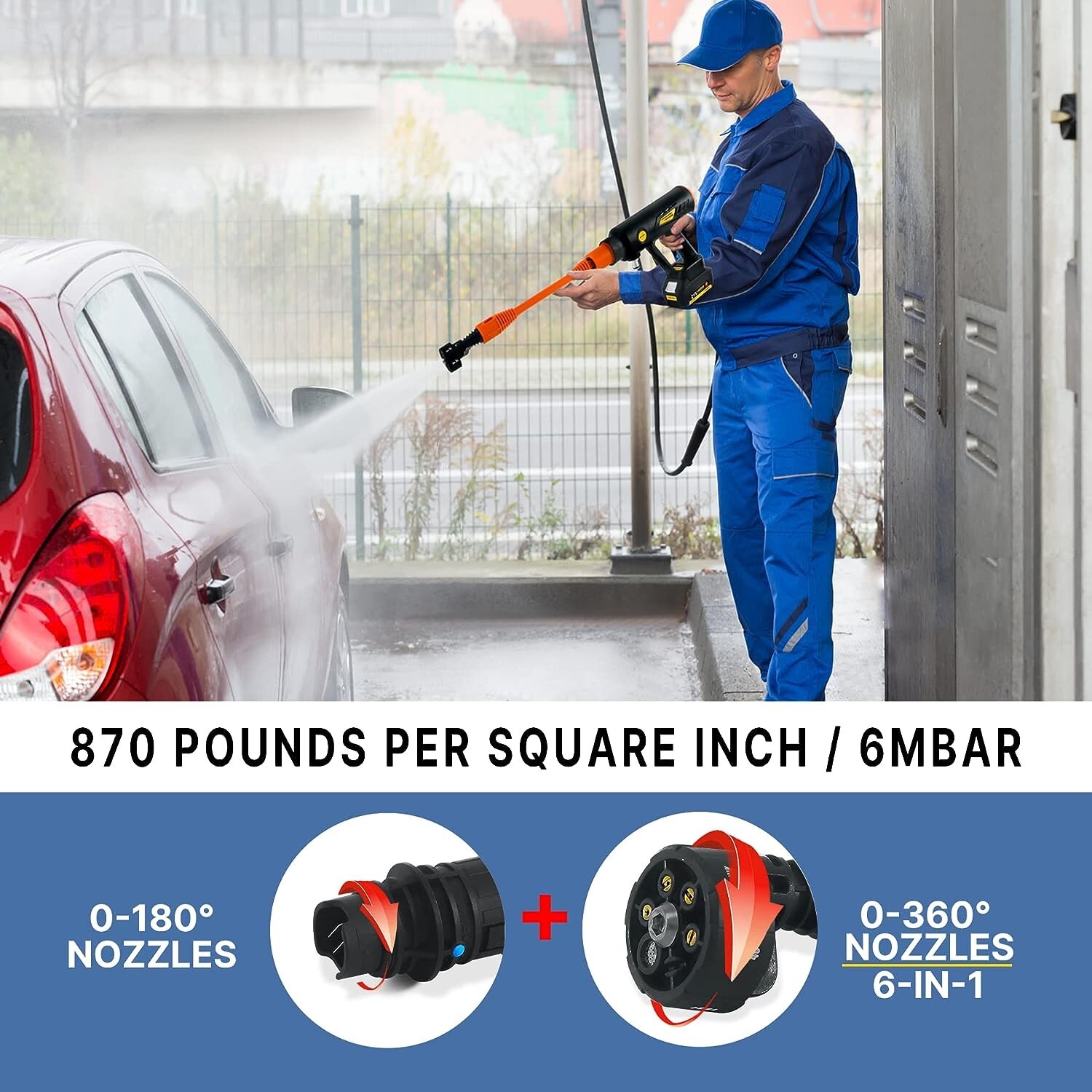 Cordless Pressure Washer – Enhanced Multifunctional Nozzles – Accessories