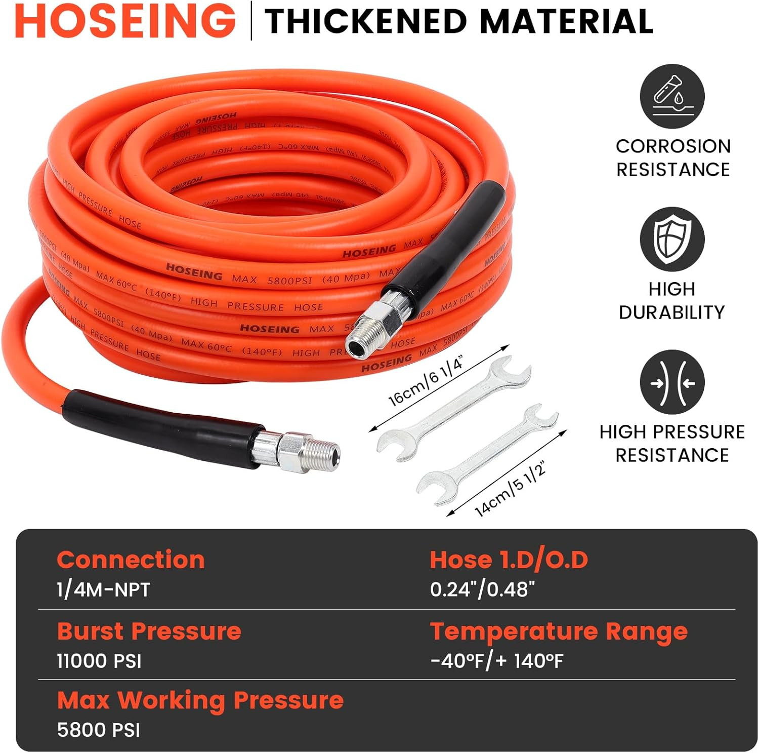 150FT Sewer Jetter Kit for Pressure Washer, 5800 PSI Water Jet Drain Cleaner Hos