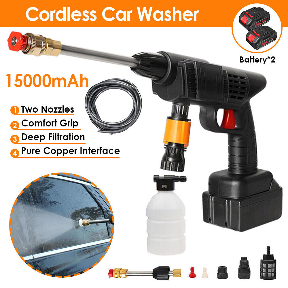 Portable Cordless Electric High Pressure Water Spray Gun Car Washer Cleaner Tool