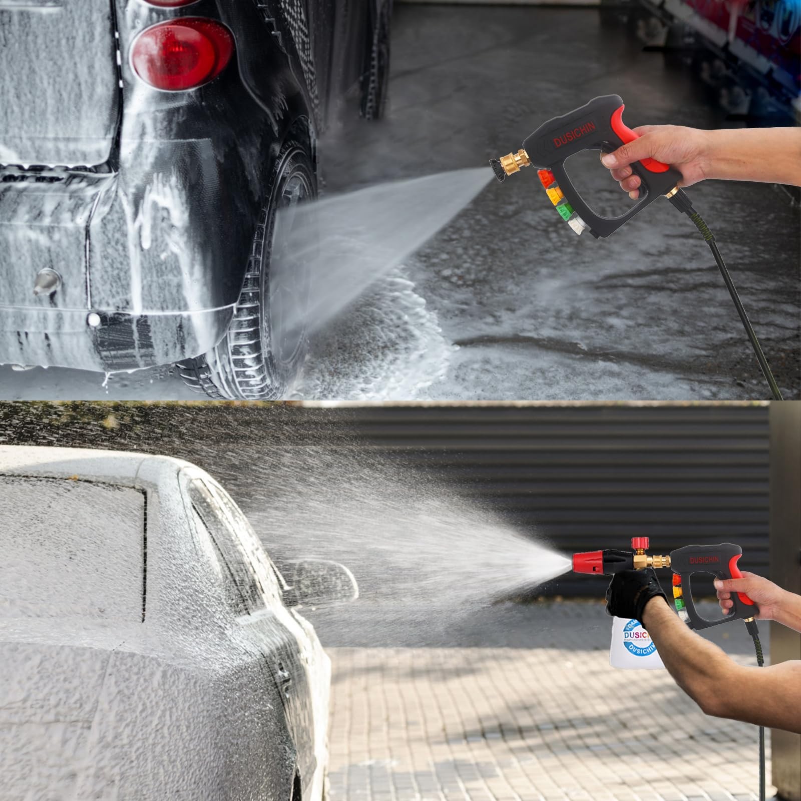 Short Wand High Pressure Washer Handle Gun 3000 PSI 5 Nozzles Black