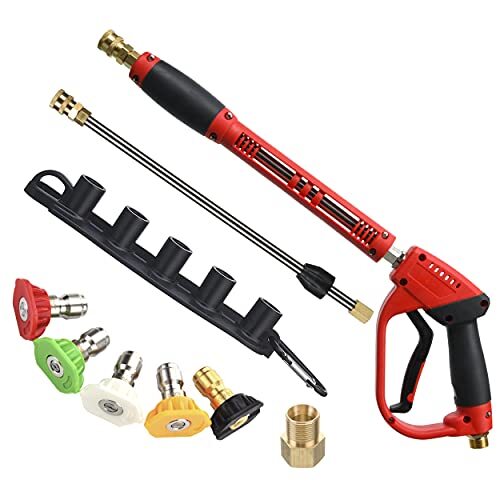 Deluxe Pressure Washer Gun With Replacement Wand Extension 5 Nozzle Tips M22 Fit