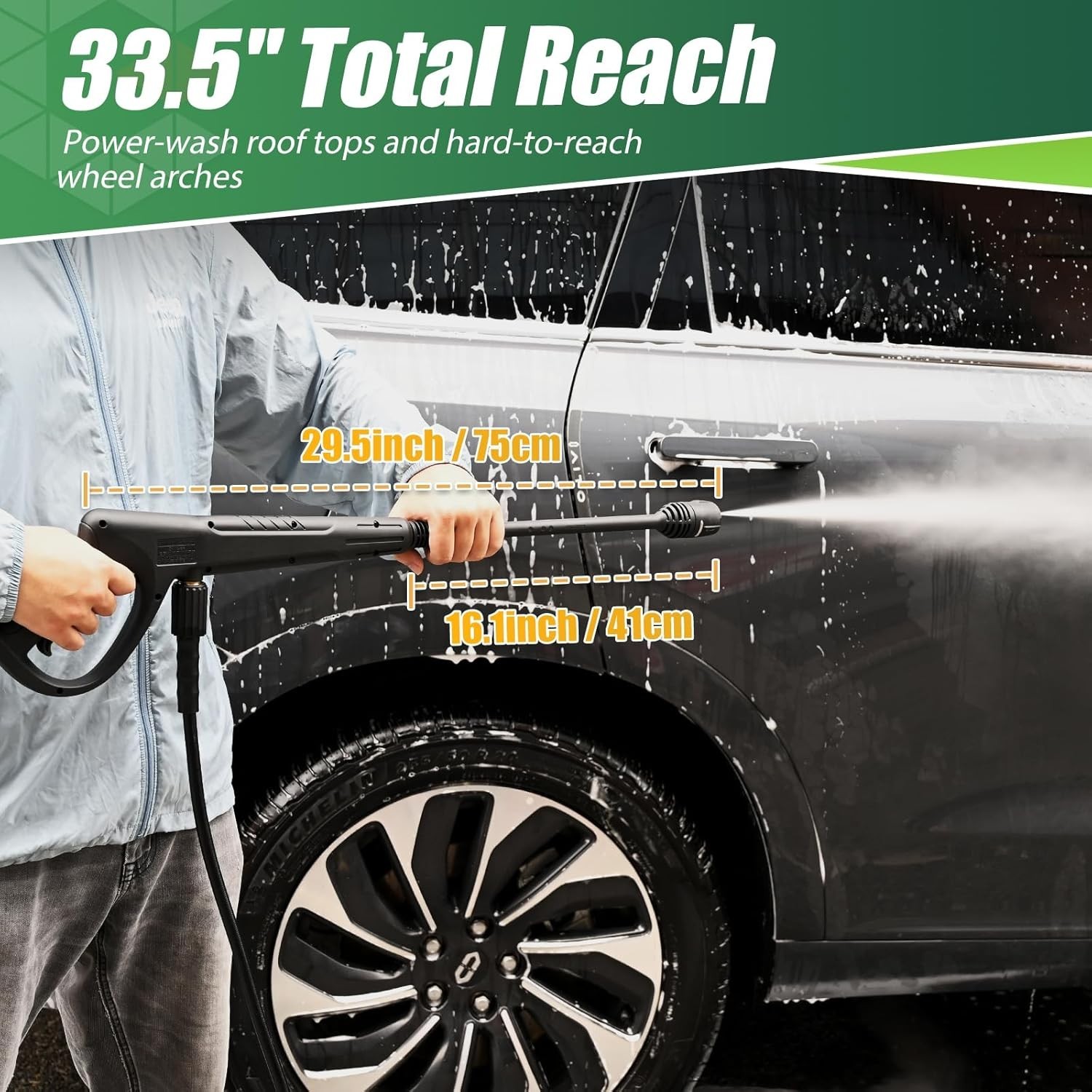 COYARDOR 2320 psi Pressure Washer Gun Extension Wand with 3-Pattern Nozzle