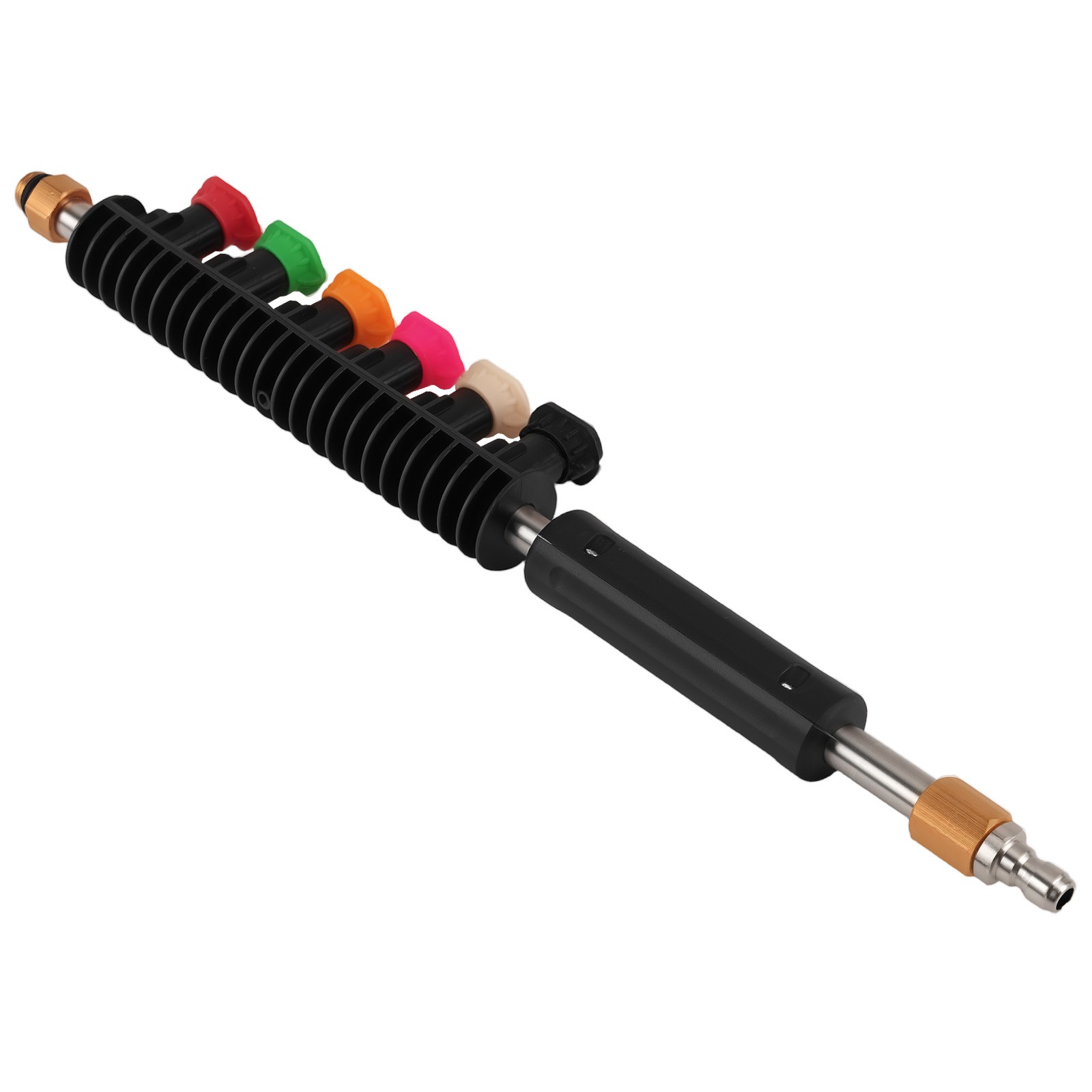 4000PSI Extension Rod 97inch 6 Nozzle Tips Stainless Steel 30° 90° Curved Wand
