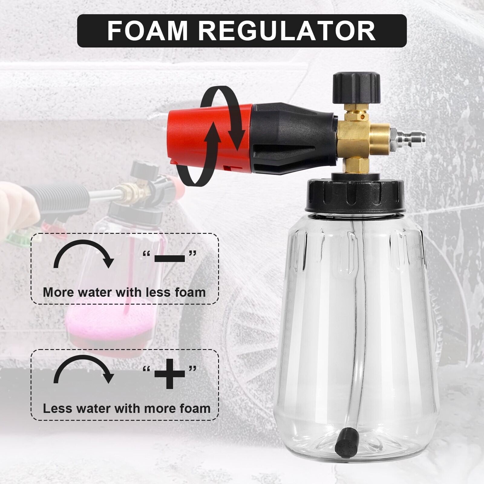 3800 PSI Snow Foam Cannon Adjustable Nozzle 1/4″ Quick Connect for Pressure Wash
