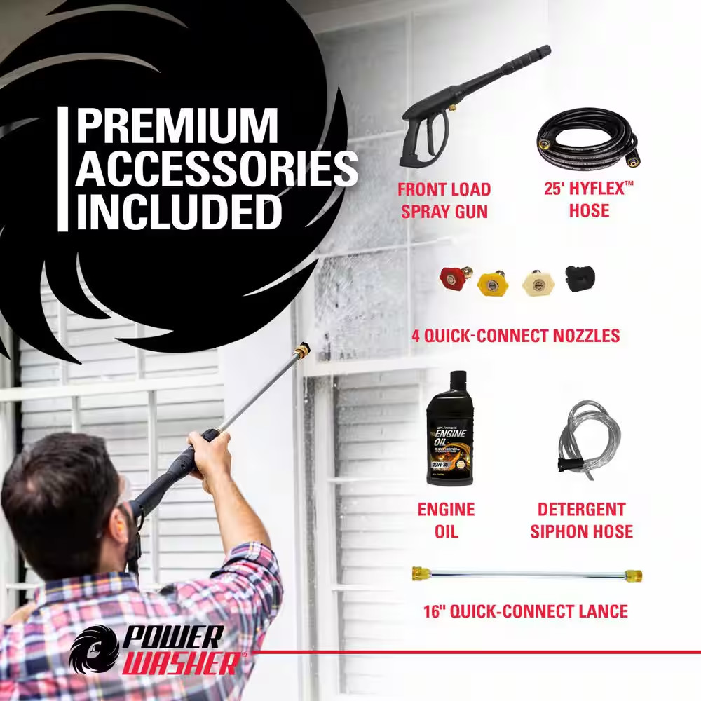 2900 PSI 2.4 GPM Gas Pressure Washer, Maintenance-Free Pump, Reliable Residentia