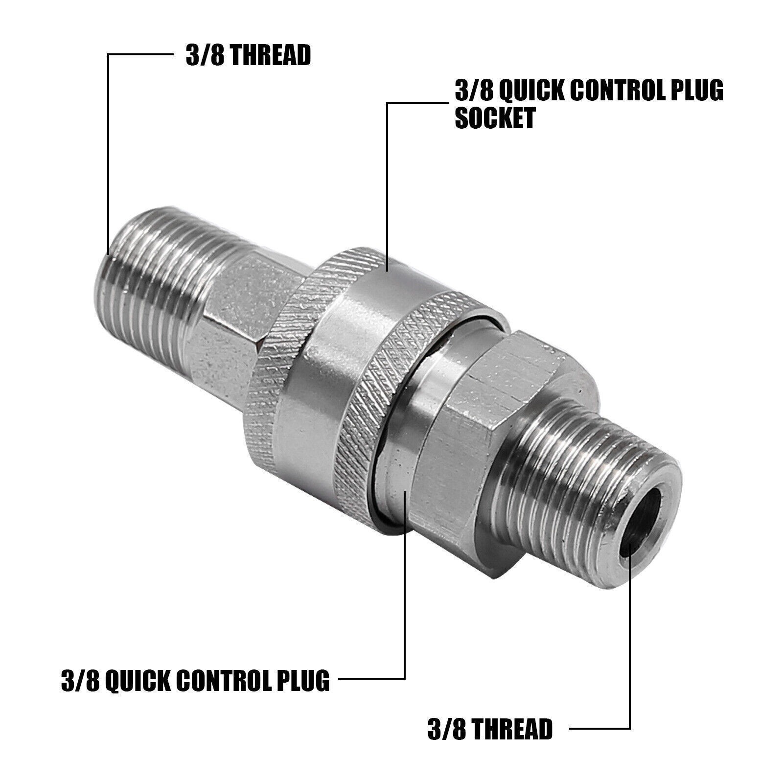 3/8″ Quick Connect Pressure Washer Adapter 5000 PSI Stainless Steel Car Wash Fit