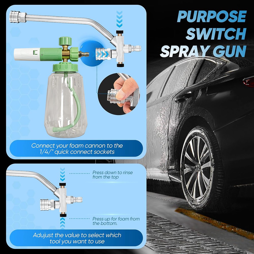 US Foam Cannon for Pressure Washer with Dual-Connector&Short Pressure Washer Gun
