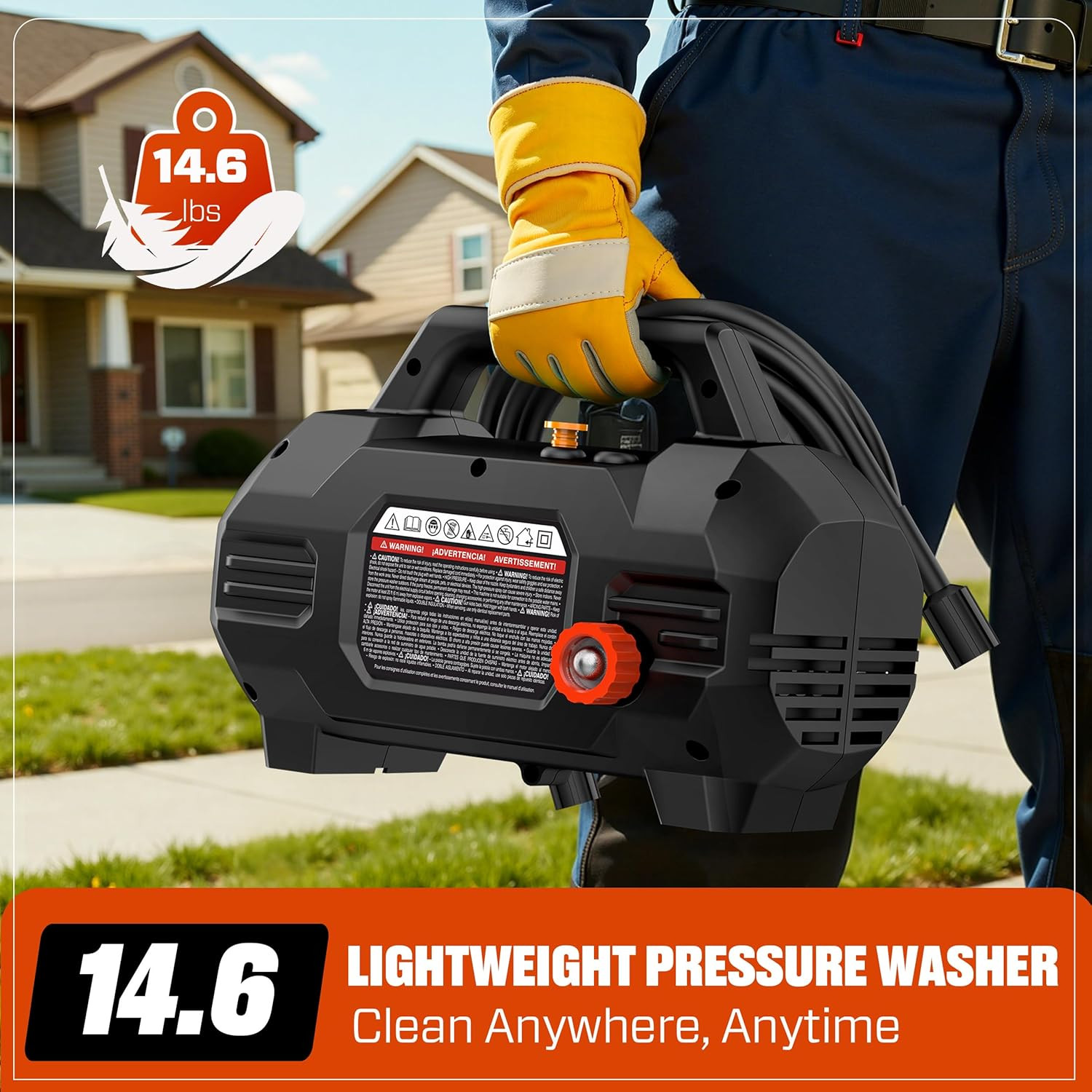 SENIX 13 Amp Electric Pressure Washer – 1700 PSI, 1.2 GPM, Compact with Foam Can