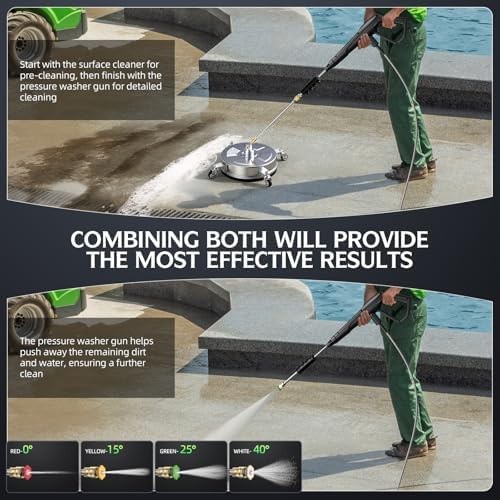 14″ Pressure Washer Surface Cleaner 4500 PSI with 304 Industrial-grade Stainl…