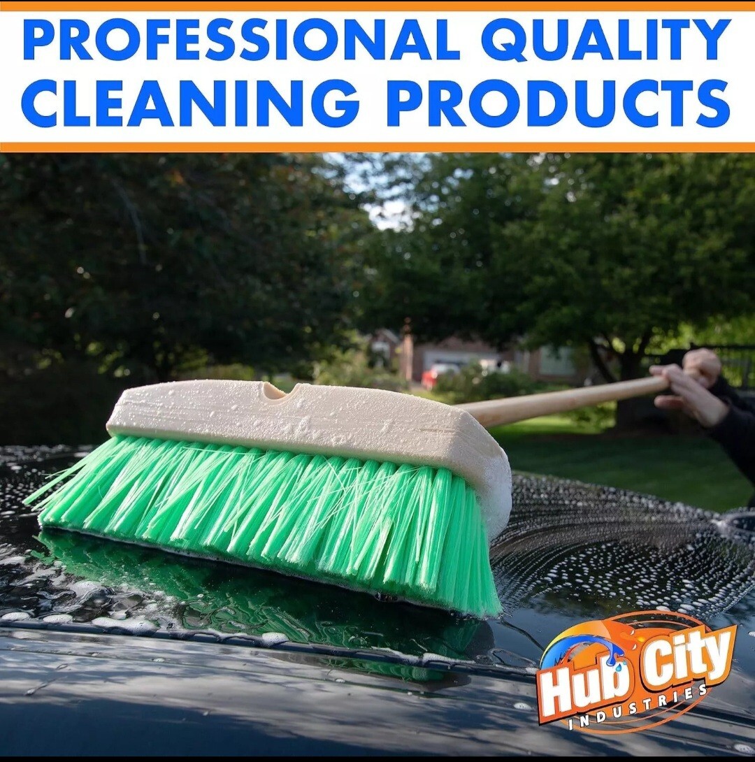 Hub City Industry 10- inch Car Wash Brush, Soft Nylon 10″ Wash, Green
