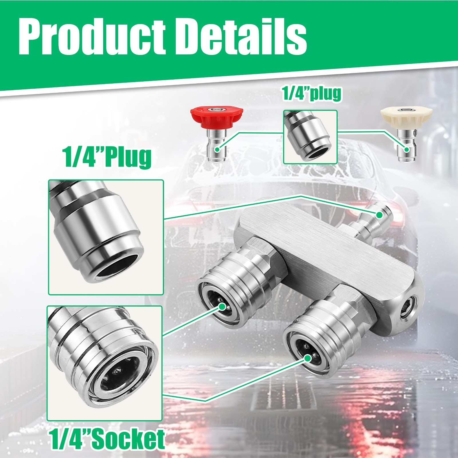 2-in-1 Pressure Washer Nozzle Tips Set, 8 Spray Tips, 5000 PSI, Quick Connect fo