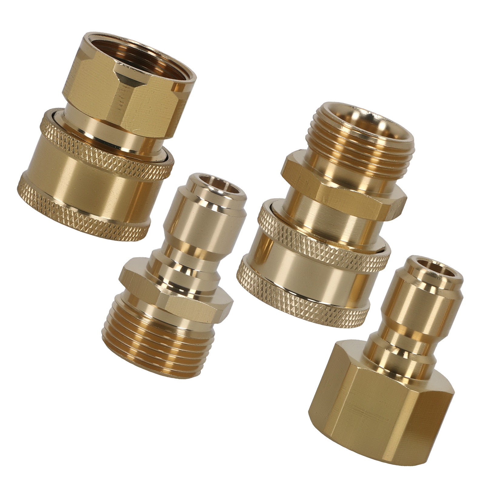 High Pressure Washer Adapter M22-15 Swivel to 3/8″ QC Brass Connection Kit 4pc