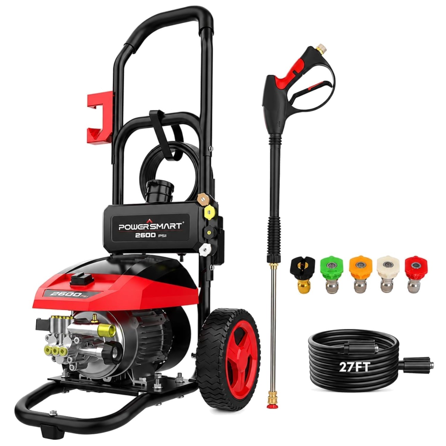 High-Pressure Electric Washer-2600 PSI, 5 Nozzles, Soap Tank