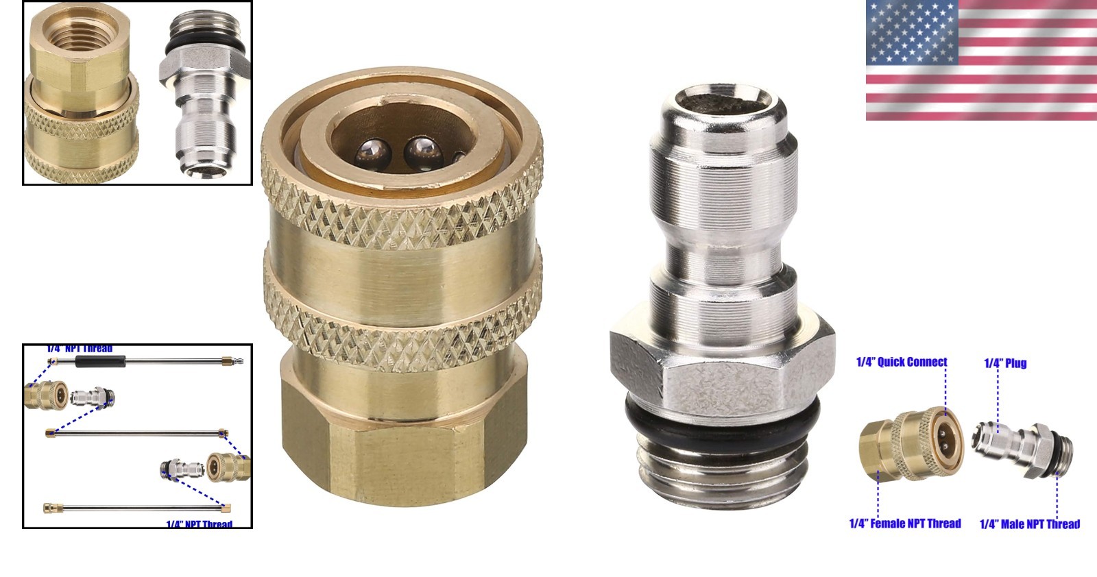 Efficient 1/4 Inch Quick Disconnect Kit for Pressure Washers – 5000 PSI Max