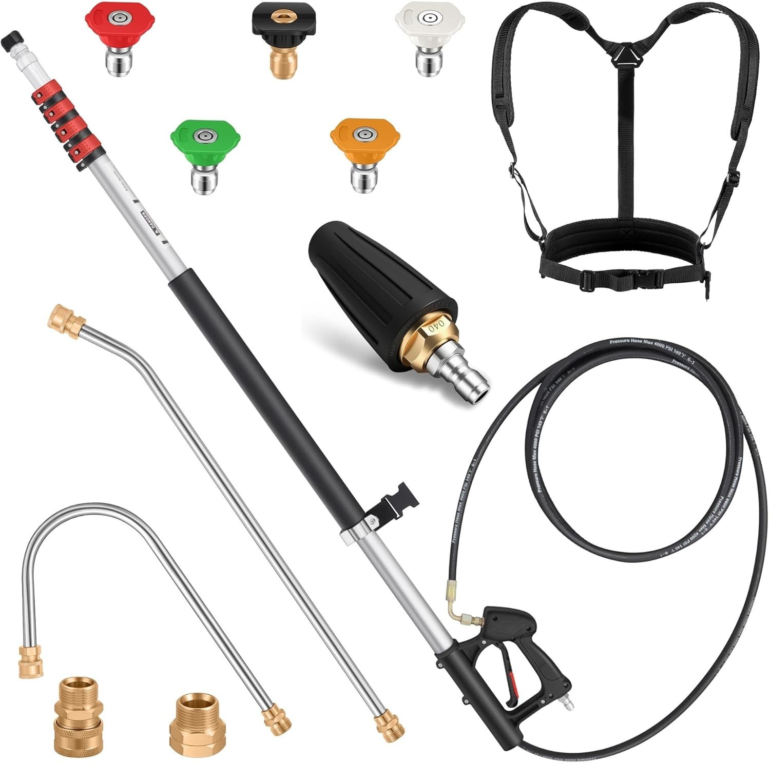 24 FT Telescoping Pressure Washer Wand Extension, Hot Water Supported Power Wash
