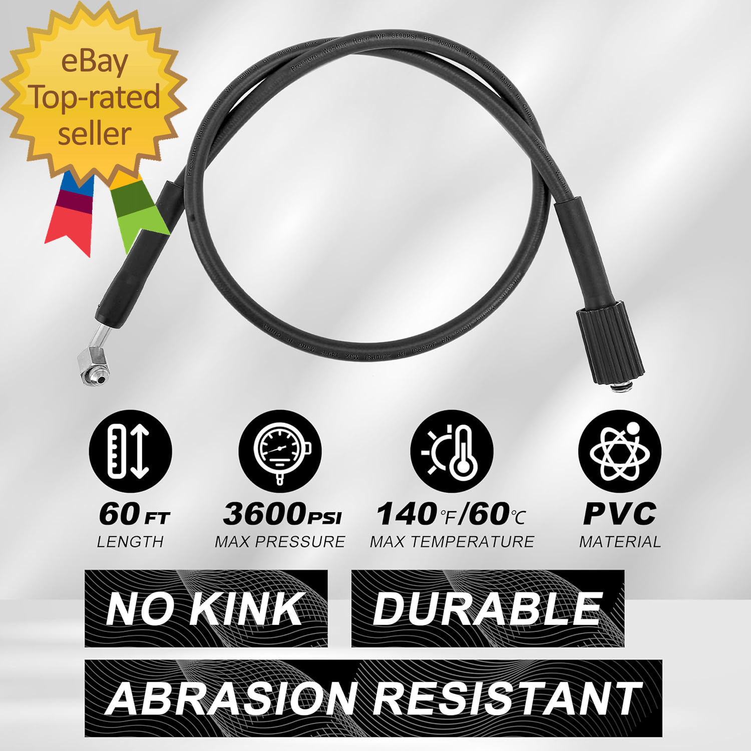Retractable Pressure Washer Hose Reel 60 FT X 1/4”, Heavy Duty Power Washer Hose