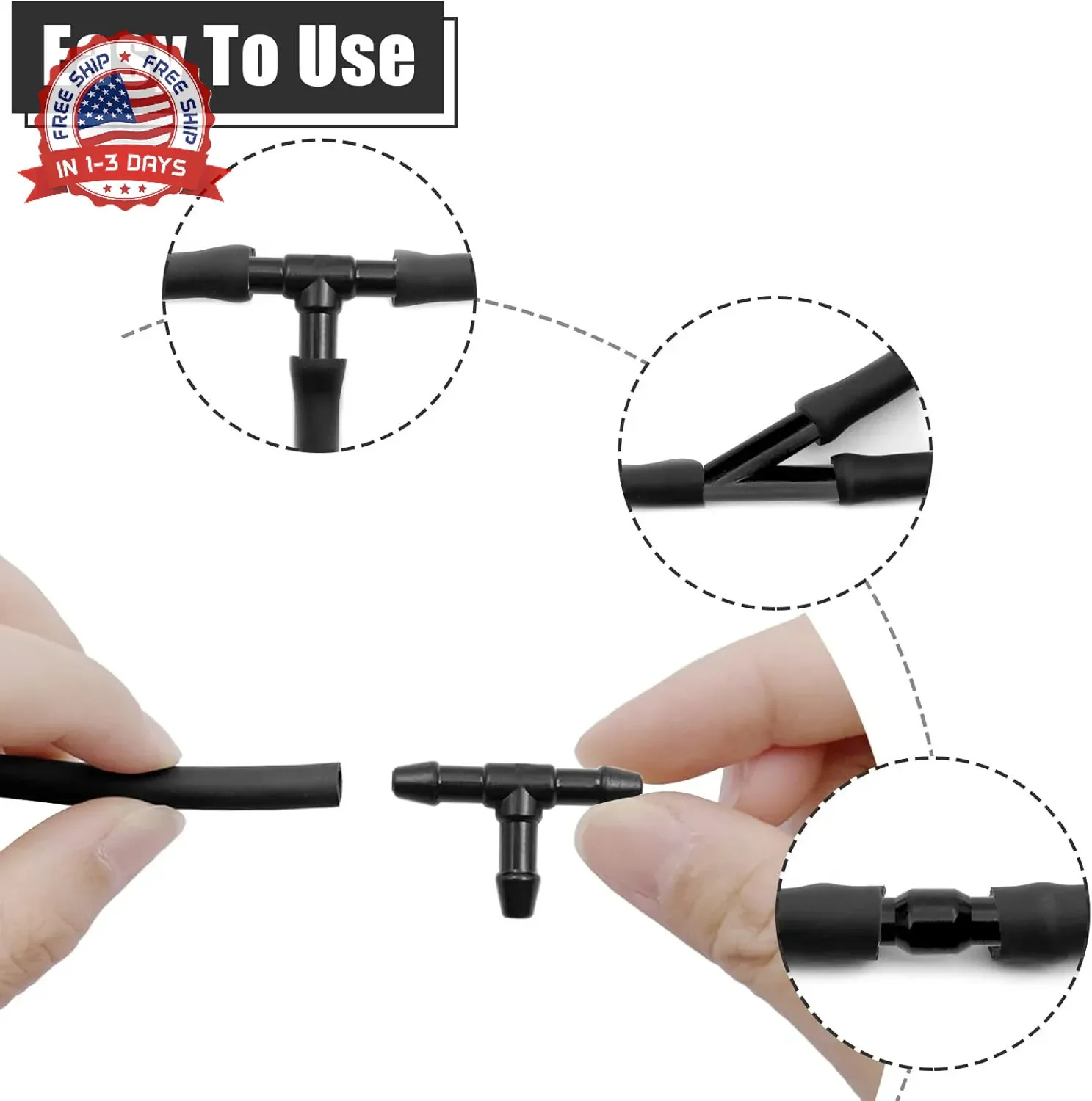 Windshield Washer Hose Kit, 5M Washer Fluid Hose+12 Pcs Hose Connectors+2 Fan No