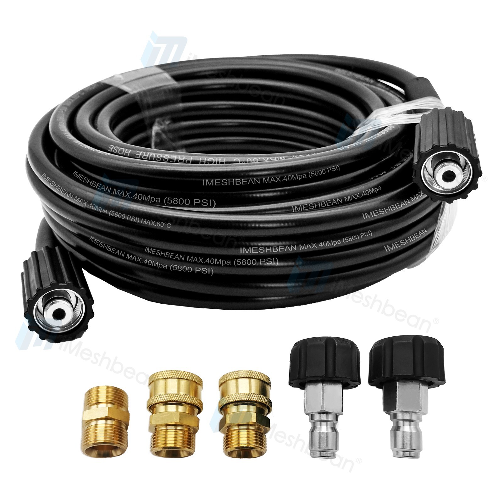 25FT 5800PSI Replacement High Pressure Power Washer Hose M22- 3/8″ Quick Connect