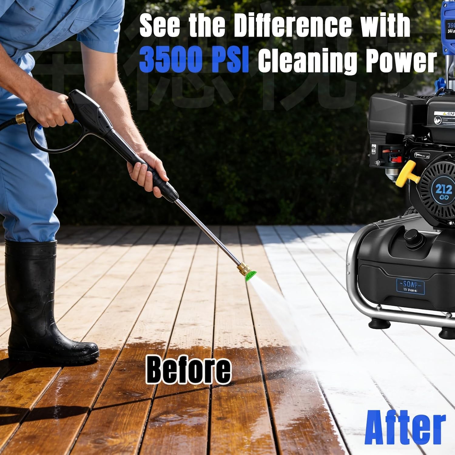 3500PSI Gas Pressure Washer 212CC / 2.3GPM / 7HP / 4-Stroke Gas Power Washer