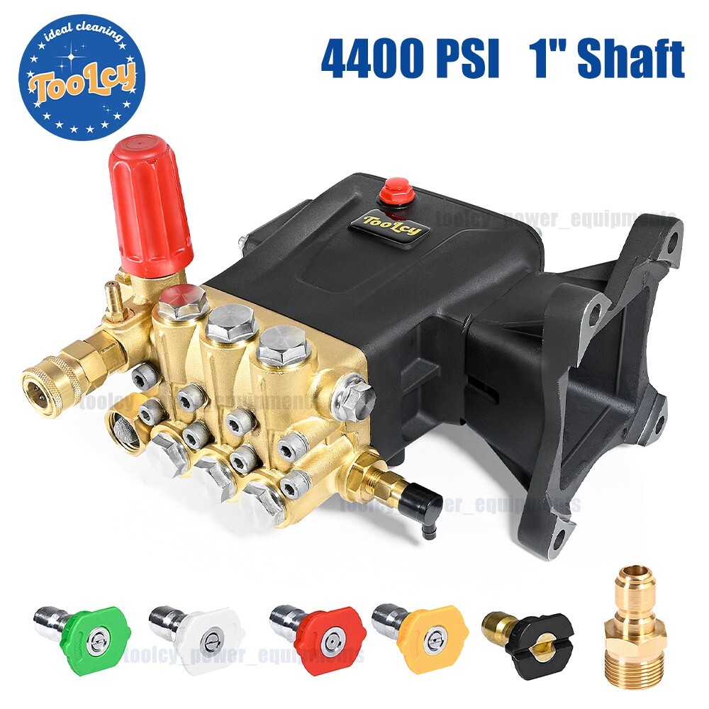 TOOLCY 4200 PSI Triplex Pressure Washer Pump 1″ Shaft Horizontal Plunger 4.4 GPM