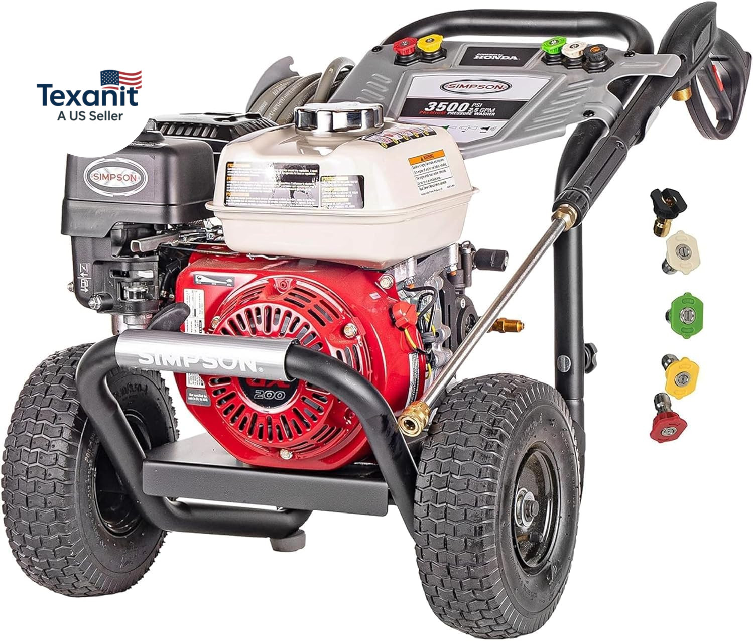 3500 PSI Gas Pressure Washer, 2.5 GPM Commercial Power Washer, Honda Engine, Col