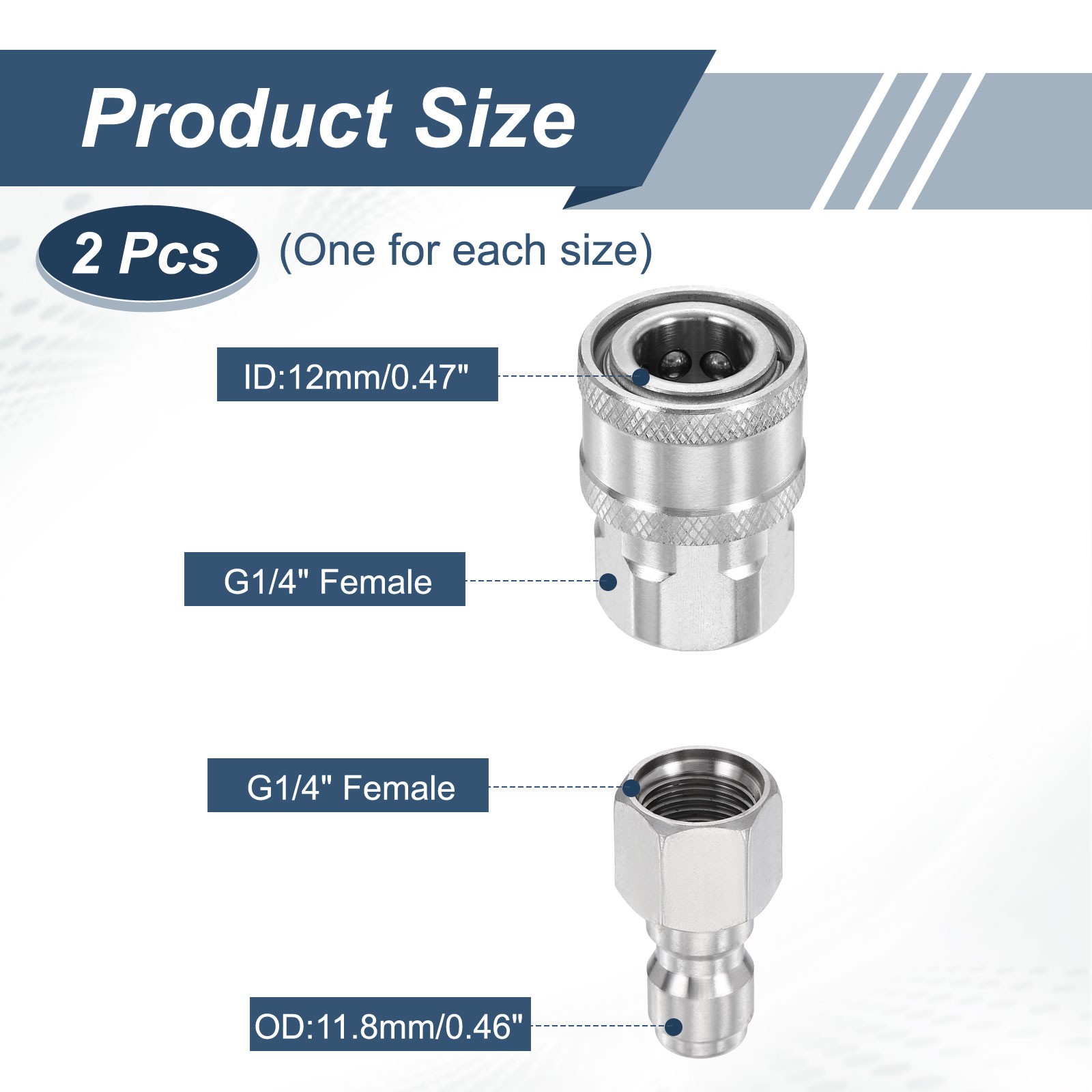 Pressure Washer Adapter, G1/4″ Female Stainless Steel Fittings Kit