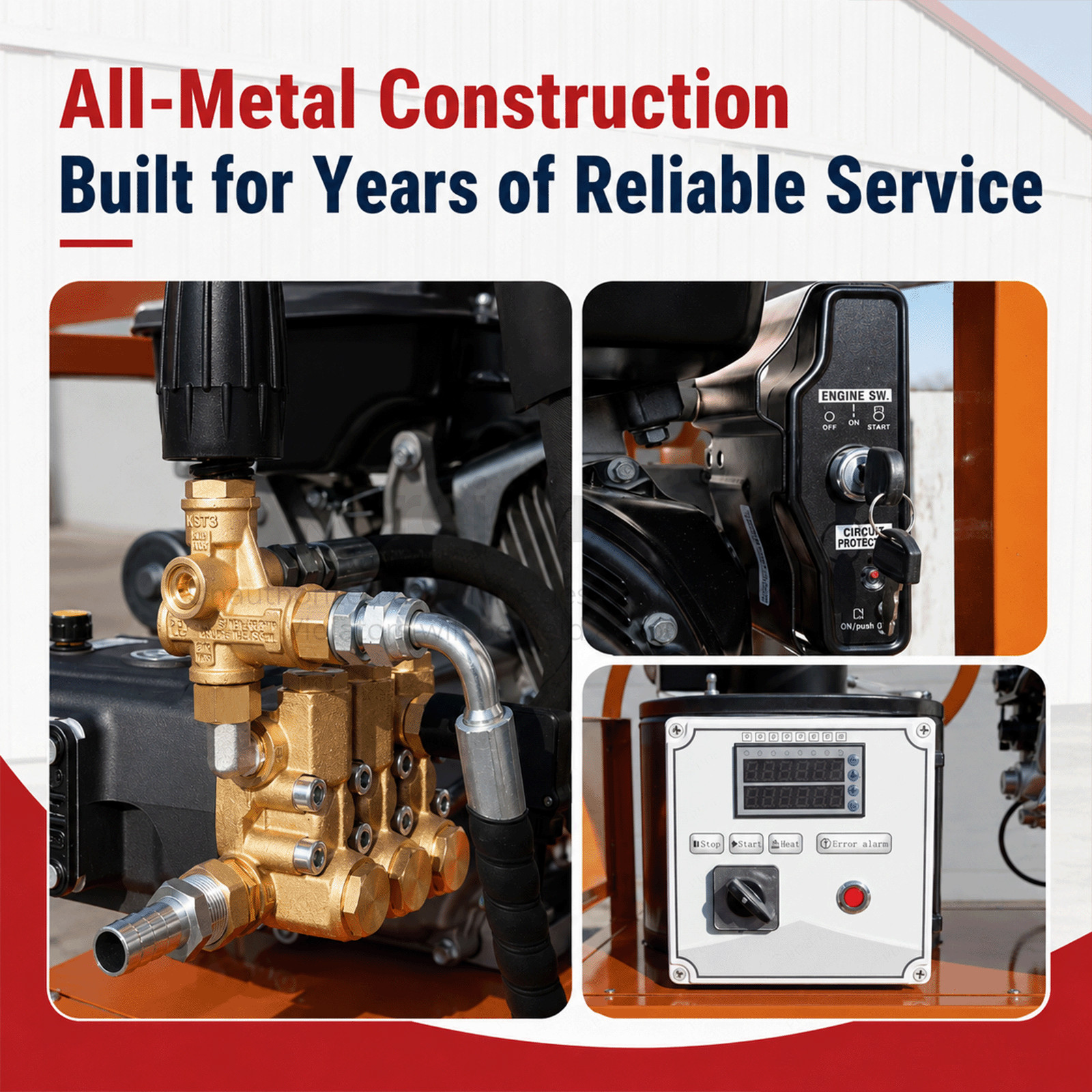 Pressure Washer：4000 PSI 4 GPM Hot Water 4-Stroke Gasoline Power Korejetmetal