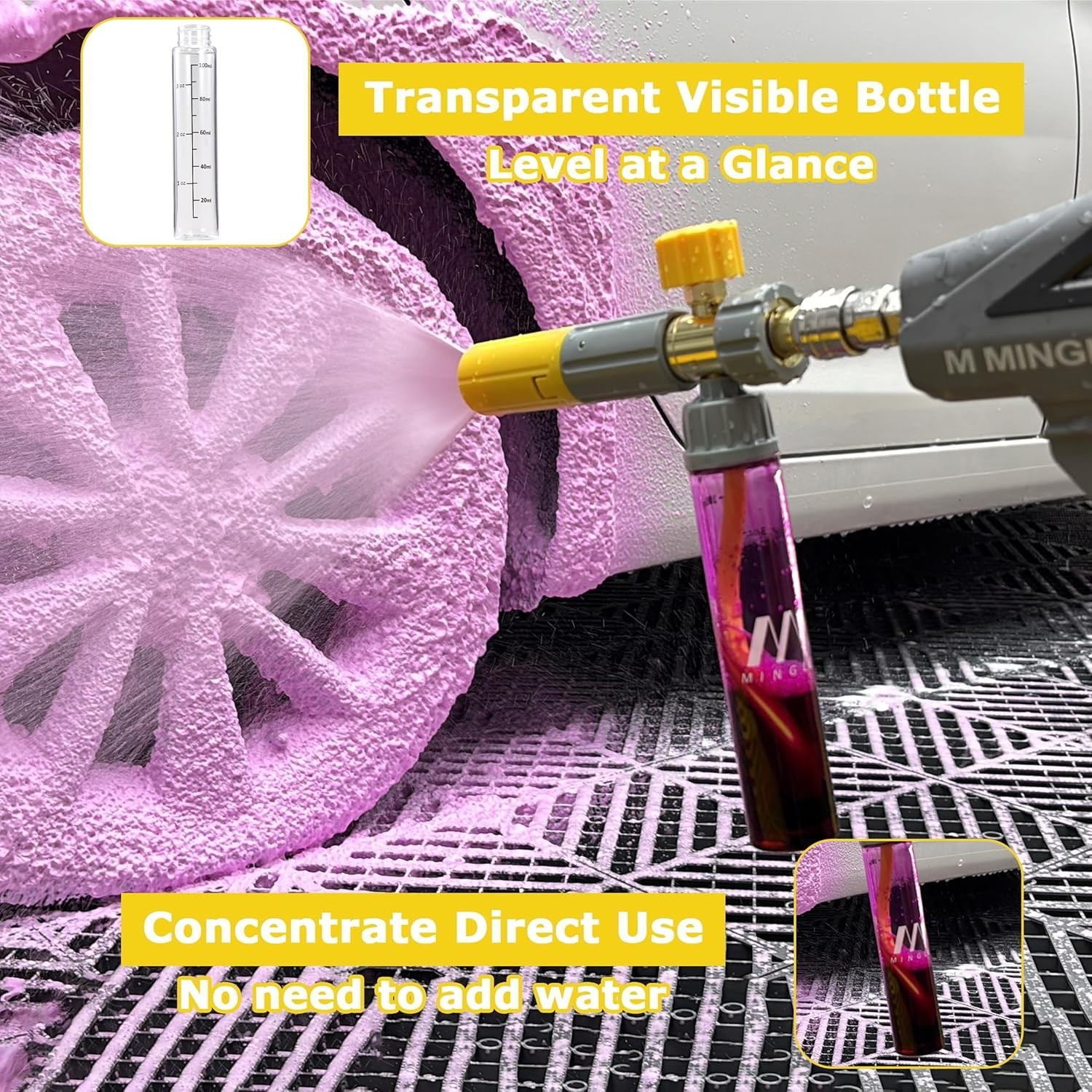 Concentrate Foam Cannon with Pressure Washer Gun 5 Nozzle Tips 1/4 Quick Connect