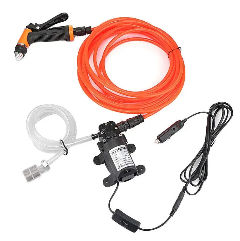 12V High Pressure Car Electric Washer Kit 130PSI Portable Self-Priming Wash Pump