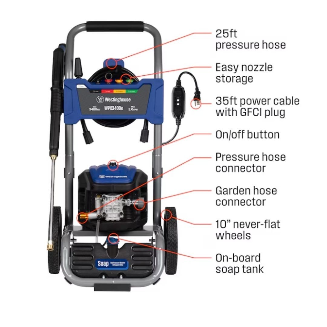 Westinghouse WPX3400e Brushless Heavy Duty 3400-PSI 2-GPM Cold Water Electric