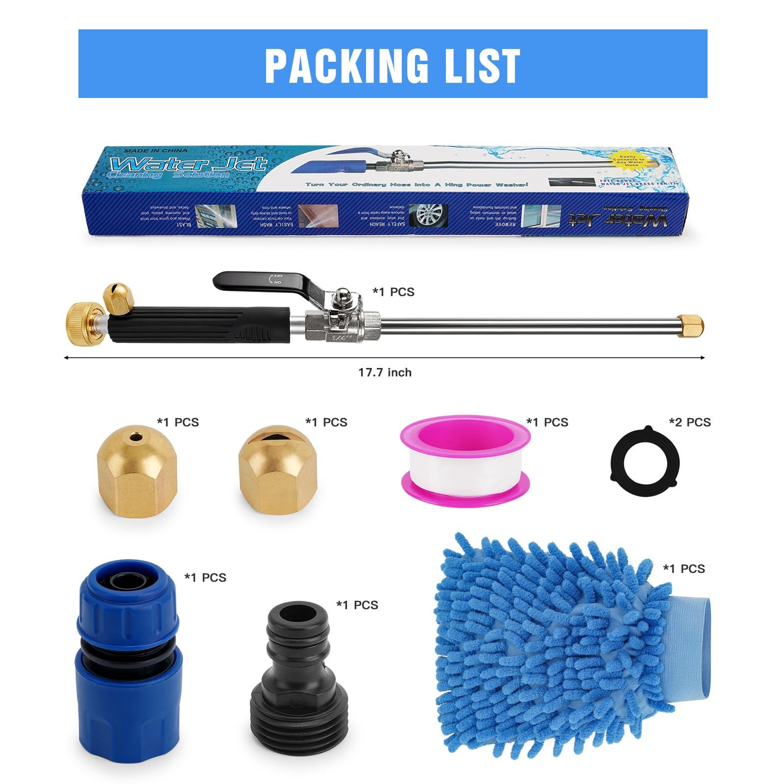 Watering Sprayer Cleaning Tool, Hydro Jet Water Hose Nozzle, Wand Lance for C…