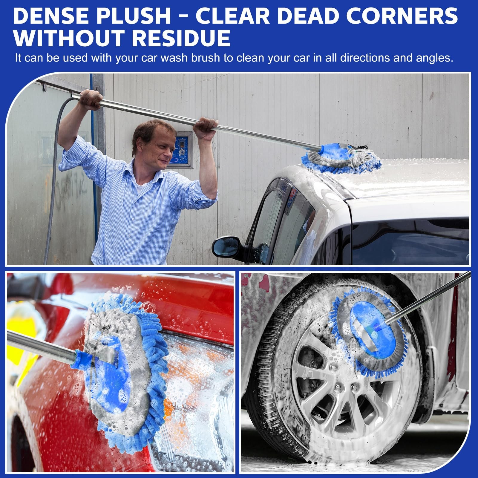 Layhit 5 Pcs Car Wash Mitt Set, Brush Not 9.84 x 6.69 inches, Royal Blue