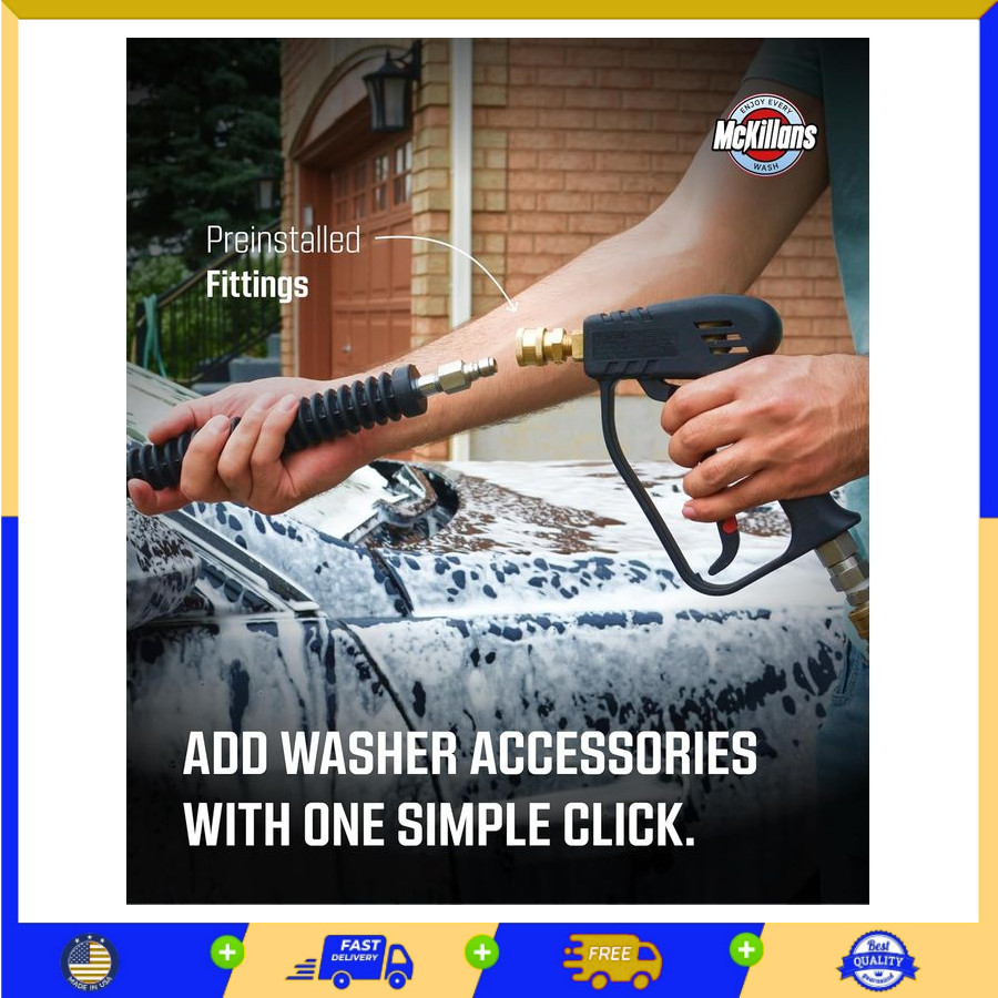 McKillans® Short Pressure Washer Gun, 3/8″ Male Plug, Foam Cannon Compatible