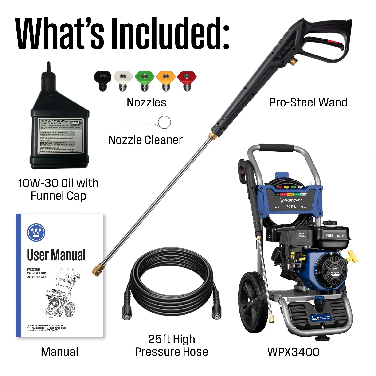 Westinghouse Refurbished 3400 PSI 2.6 GPM Gas Powered Cold Water Pressure Washer