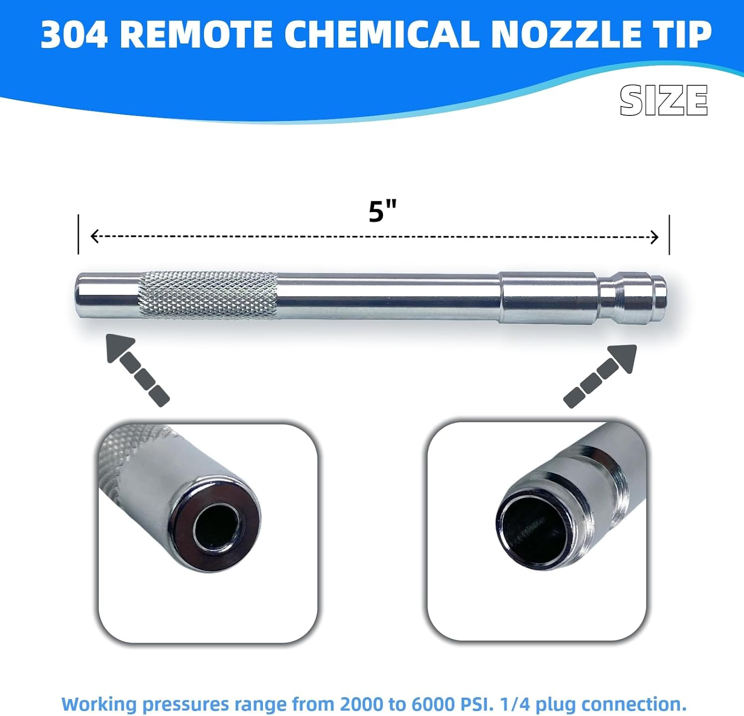 304 Stainless Steel Pressure Washer Long Range Chemical Nozzle 1Pack | for Shoot